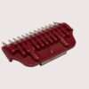 Red plastic hair clipper attachment guard.