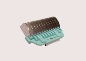Hair clipper attachment combs on white background.