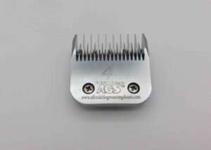 Number 4 metal clipper blade on white background.