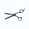 Professional hair thinning scissors on white background.