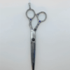 Decorative hairdressing scissors with blue accents.