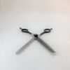 Professional hair thinning scissors on white background.