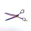 Colorful hair cutting scissors with toothed blade