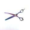 Colorful hair thinning scissors on white background.