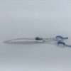 Professional hairdressing scissors with blue accents.