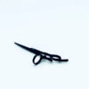 Black hairdressing scissors on white background.