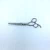 Silver hair scissors on white background.
