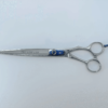 Professional hairdressing scissors on white background.