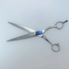 Professional hairstyling scissors on white background