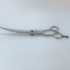 Curved professional hairdressing scissors.