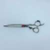 Professional hairstyling thinning scissors on white background.