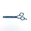 Blue hair thinning scissors on white background.