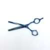 Blue hair thinning scissors on white background.