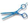 Blue professional hair thinning scissors.