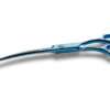 Curved blue hair cutting scissors tool
