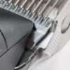 Close-up of electric hair clipper blades.