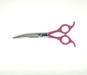 Curved blade pink handle scissors