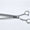 Silver hair thinning scissors on white background.