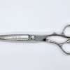 Silver hairdressing scissors with ornate handles