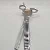 Silver hair thinning scissors on white background.